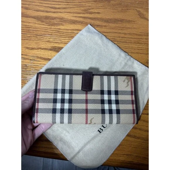 Burberry Haymarket Coated Canvas Leather Check Wallet - Picture 12 of 12